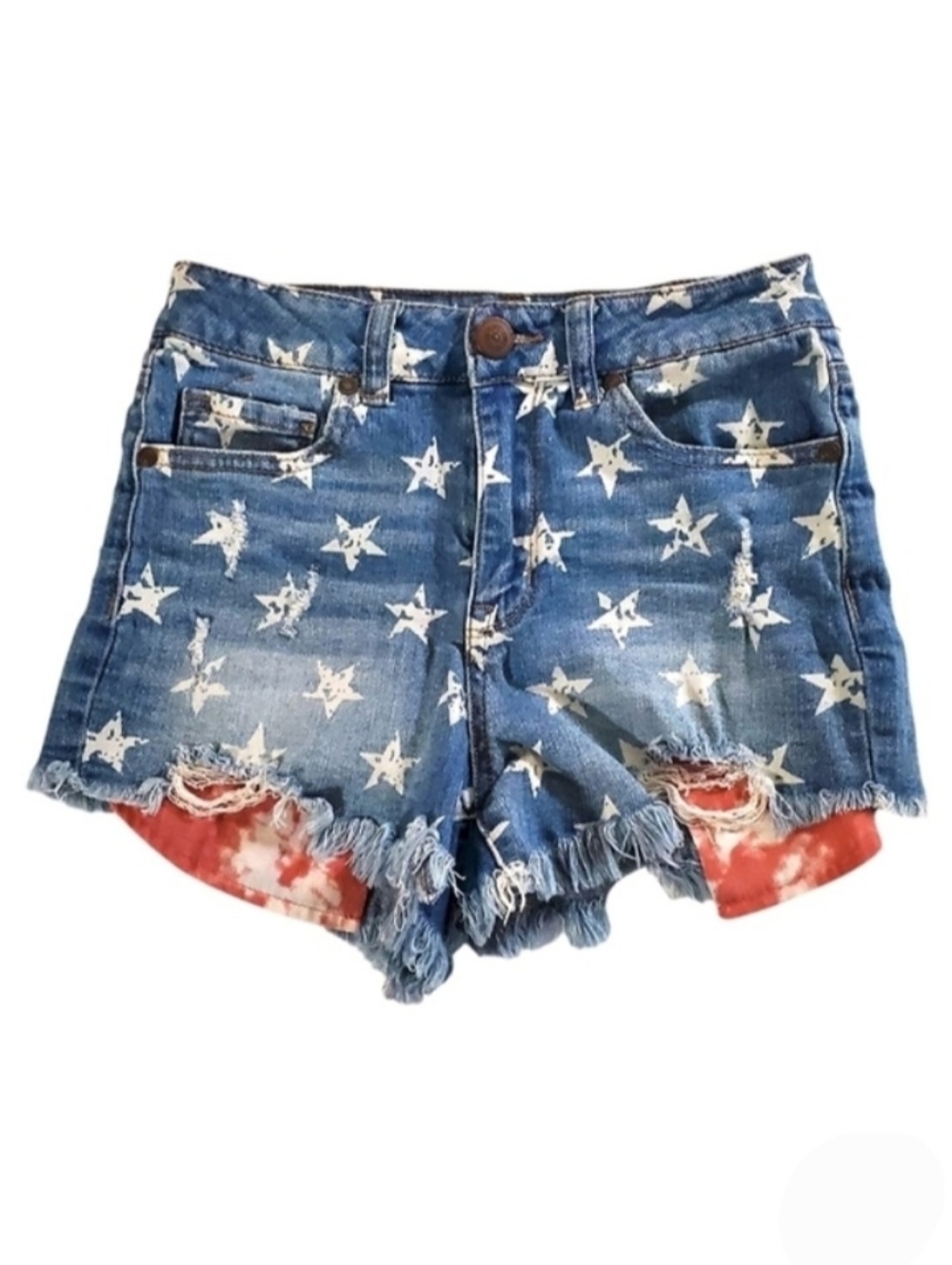 2068 * No Boundaries Star Print Denim Shorts Blue White Red Size 3 Juniors